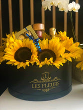 Box Girasoles con Botella/Chocolates